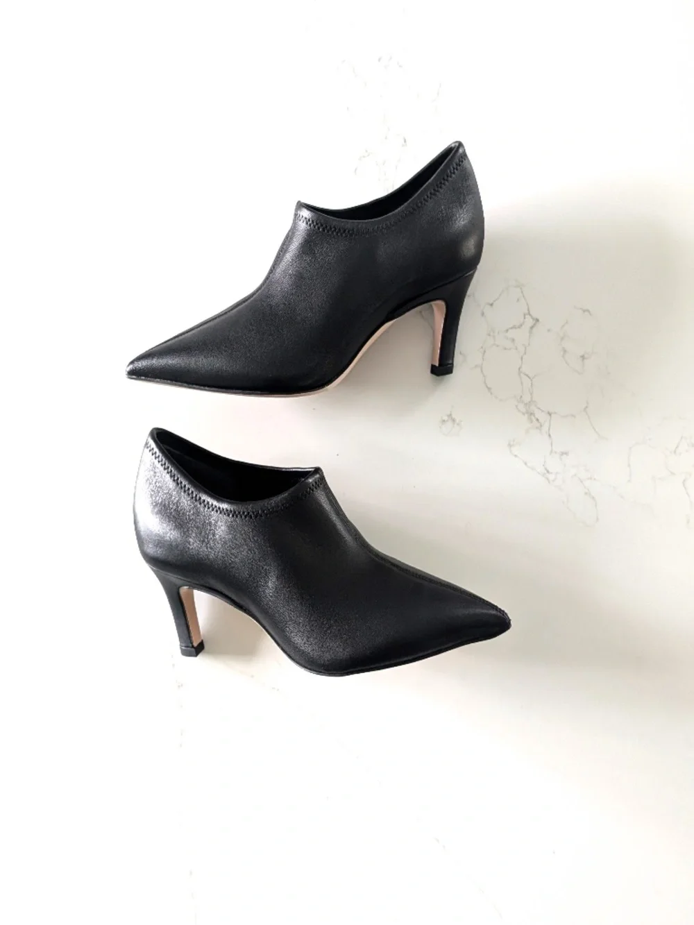 Favorite Daughter Stoj Pointed Toe Kitten Heel Ankle Booties Black Leather 7M